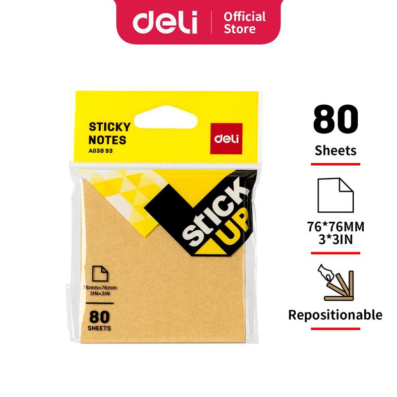 DELI - 12pcs Notas adhesivas monocromáticas Post-it 76x76 mm 80hjs