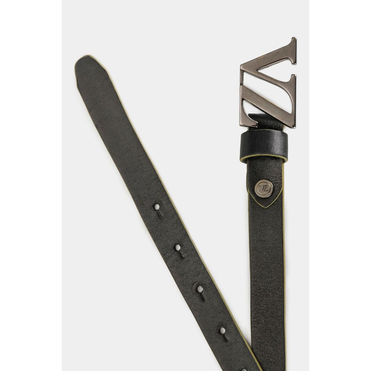 VELEZ - Vélez Cinturón Unifaz Monograma Cuero Mujer Chapa Vz Negro