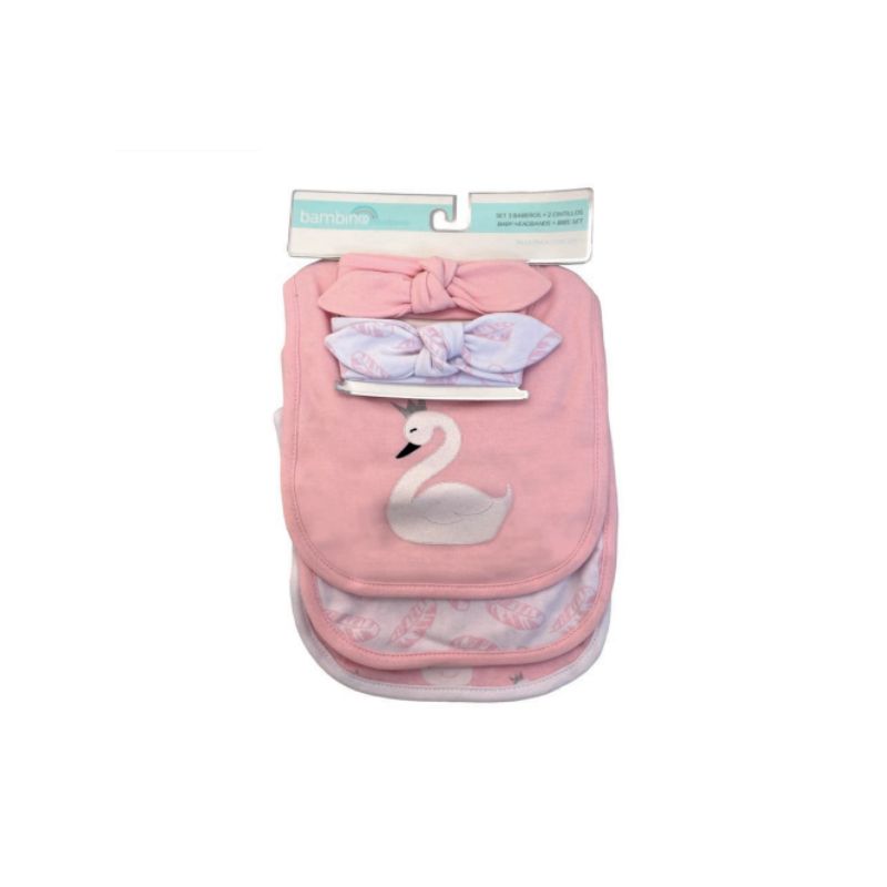 BAMBINO - Set De 5 Piezas Baberos + Cintillos Bambino Niña