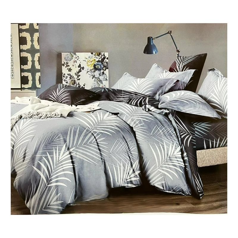 GENERICO - cubrecama 1.5 plaza gris palma quilt verano 100% COTTON