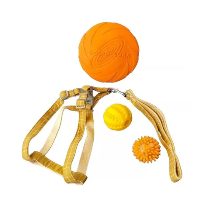 GENERICO - Set Árnes y Correa talla M, Frisbee 2 Pelotas Perro Mascotas