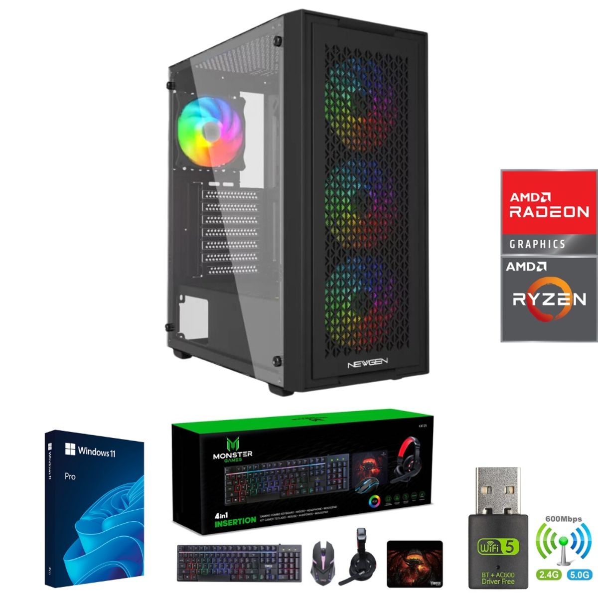 AMD CORP - Pc Gamer AMD Ryzen 5 5500 - 32GB RAM - RX 7600 - 2TB - Wifi - TNM01