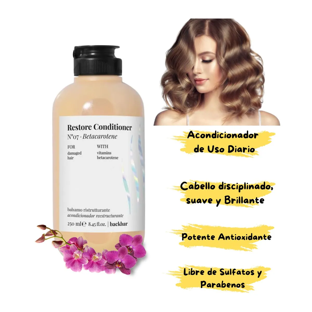 FARMAVITA - Acondicionador Farmavita Backbar  Restore N°7 Betacarotene 250ml