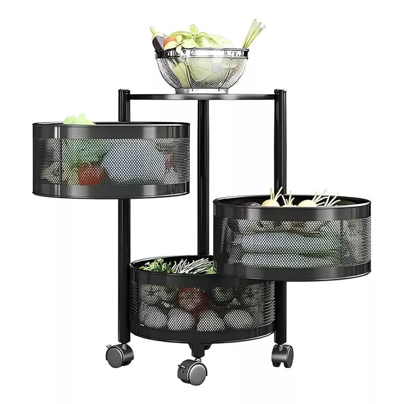 Pasteleria - Carro Metalico Con Ruedas Organizador De Verduras 3 Niveles