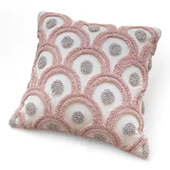 GENERICO - Funda Para Cojín Diseño Boho Lino Bordado Flecos 45x45cm - Multicolor