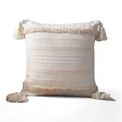 GENERICO - Funda Para Cojín Diseño Boho Lino Bordado Flecos 45x45cm - Multicolor
