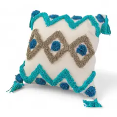 GENERICO - Funda Para Cojín Diseño Boho Lino Bordado Flecos 45x45cm - Multicolor