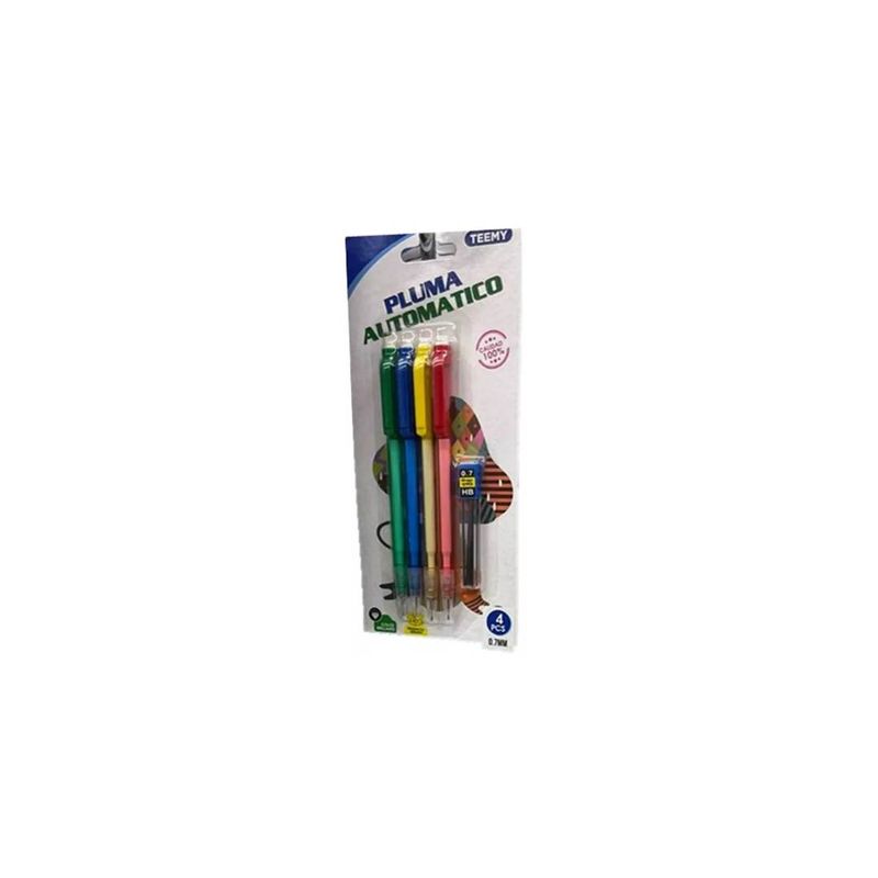 GENERICO - Portaminas 0,7mm Hb Plumas Automatico 4 Unidades + Repuesto