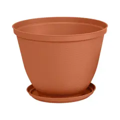 RIMAX - Macetero plastico textura con base Terracota 35 cm