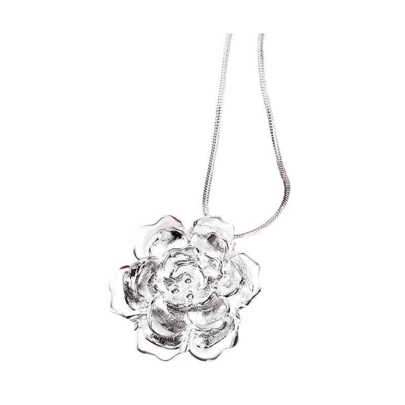GENERICO - COLLAR  FLOR, ROSA MODELO PLATEADO