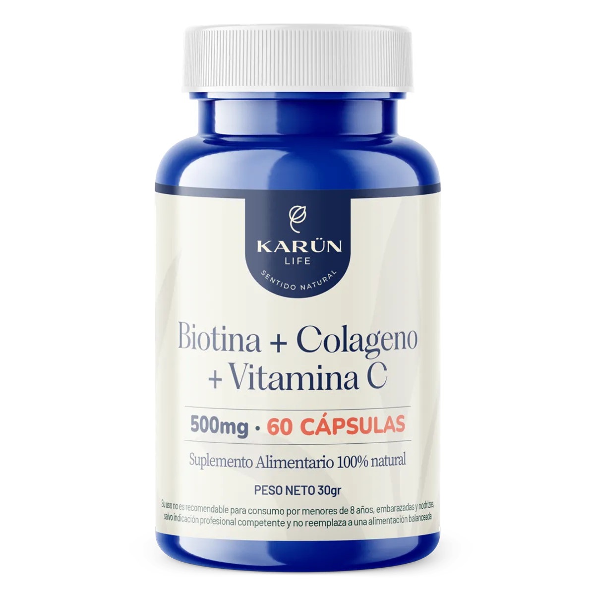 KARUNLIFE - Colágeno Hidrolizado + Biotina + Vitamina C 60 cap Karun Life