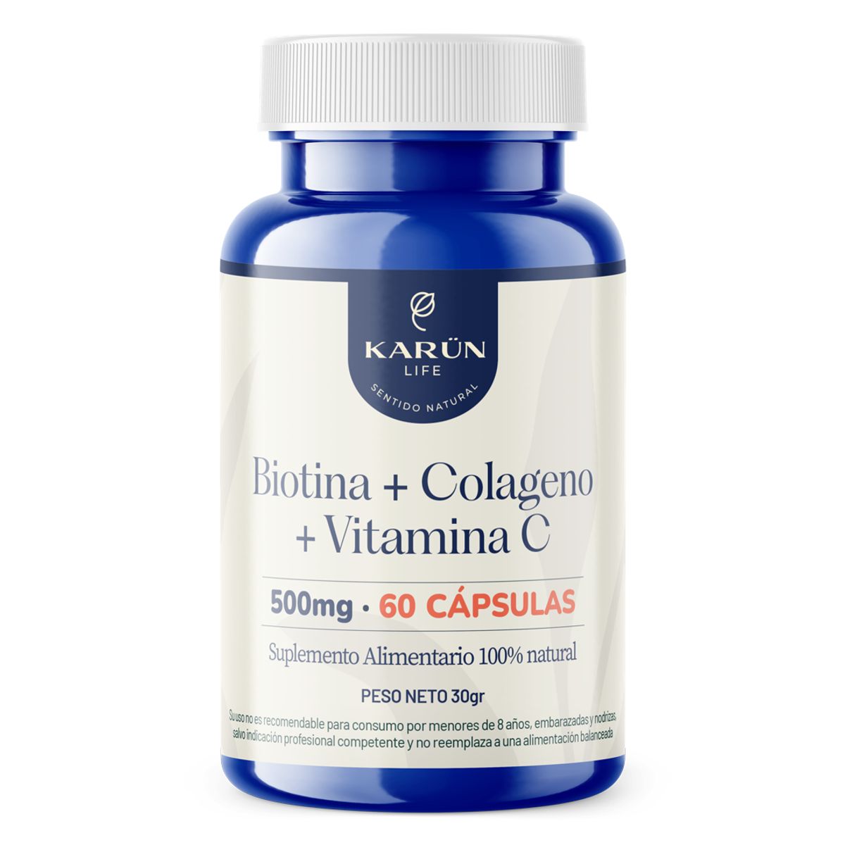 KARUNLIFE - Colágeno Hidrolizado + Biotina + Vitamina C 60 cap Karun Life