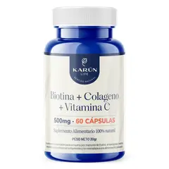 KARUNLIFE - Colágeno Hidrolizado + Biotina + Vitamian C 60 cap Karun Life