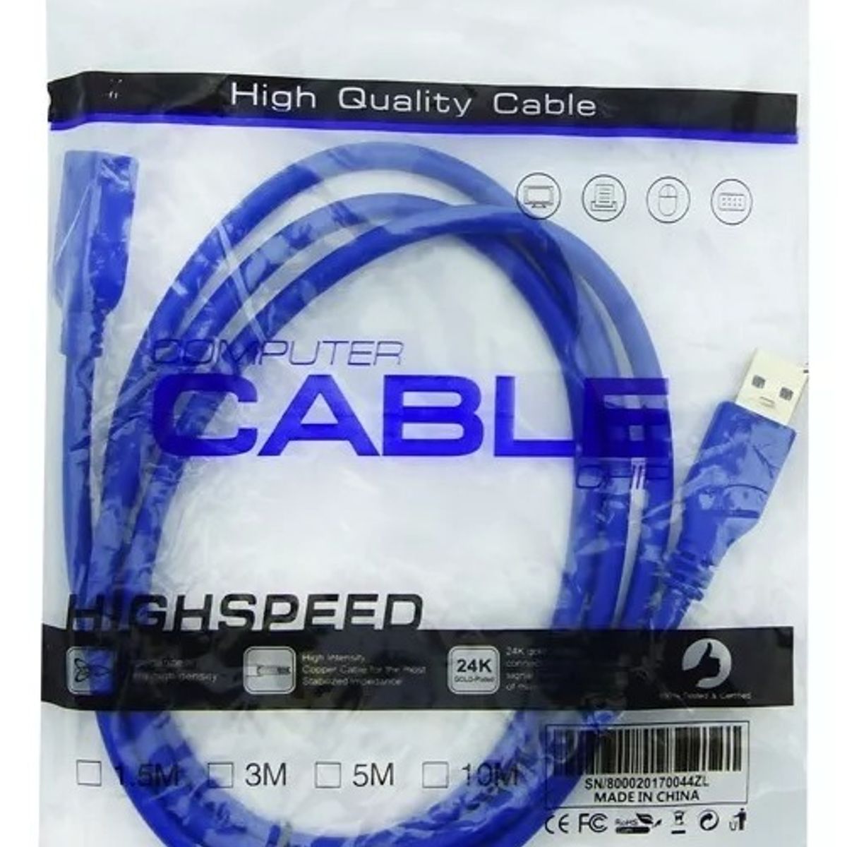 GENERICO - Cable Alargador Usb 3.0 Extensión Con Filtro M H 1.5 Mts Color Azul