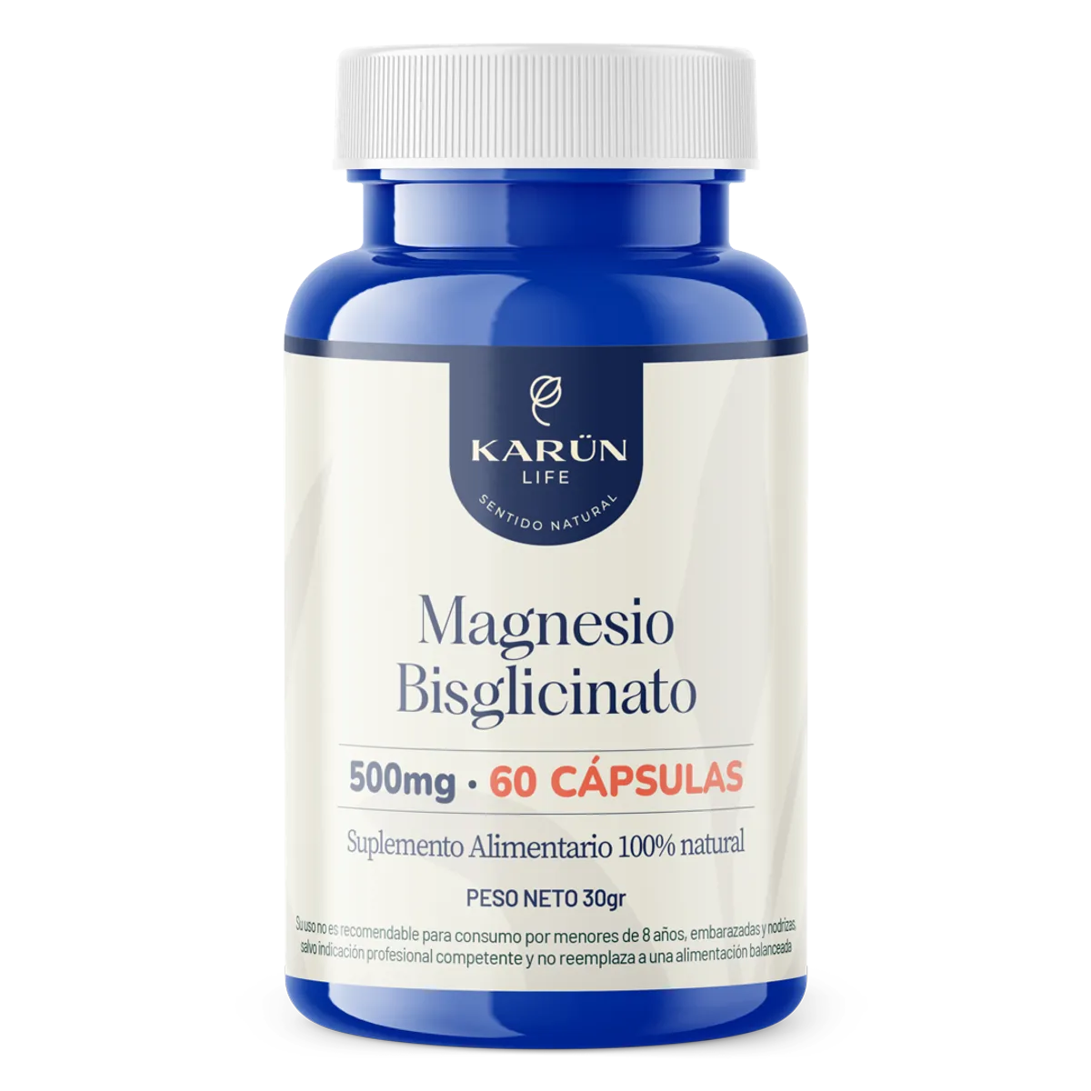 KARUNLIFE - Bisglicinato de Magnesio 500 Mg 60 Cápsulas Karun Life