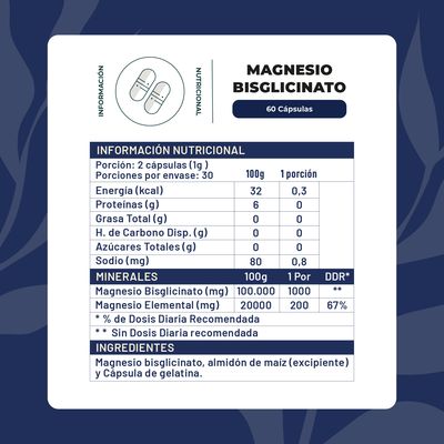 Imagen 2 del producto Bisglicinato de Magnesio 500 Mg 60 Cápsulas Karun Life