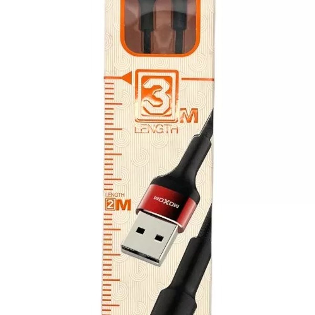 GENERICO - Cable De Carga Para iPhone 3 Metros Reforzado Carplay Negro Rojo