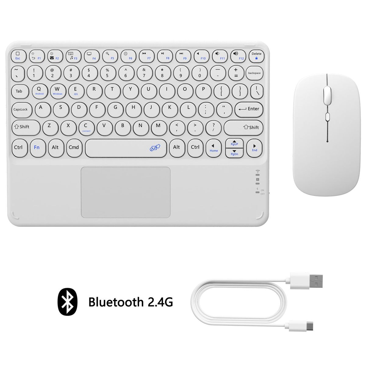 YAYKO - Inalámbrico Bluetooth Táctil Teclado Con Tapa Redonda+ Ratón