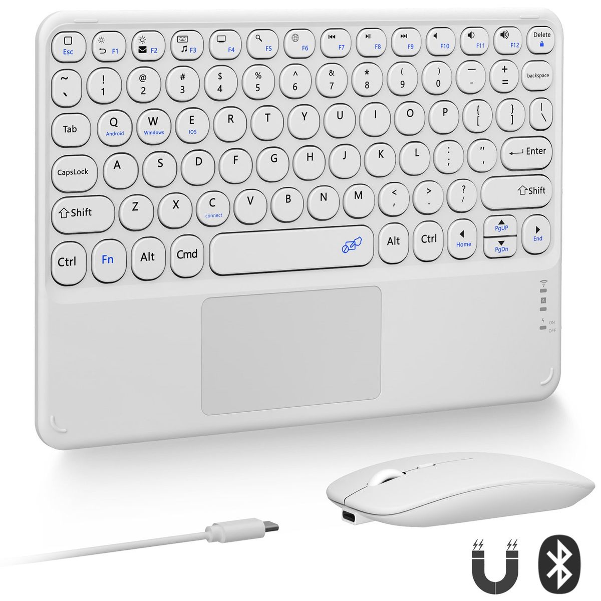 YAYKO - Inalámbrico Bluetooth Táctil Teclado Con Tapa Redonda+ Ratón