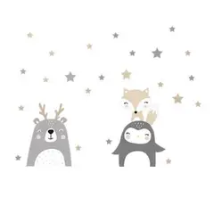 CREA TALLER - Animales y estrellas vinilo deco muro dormitorio infantil