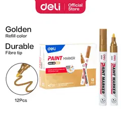 DELI - 12pcs Marcador Pintura a Óleo Punta de Bala 2.0 mm Dorado