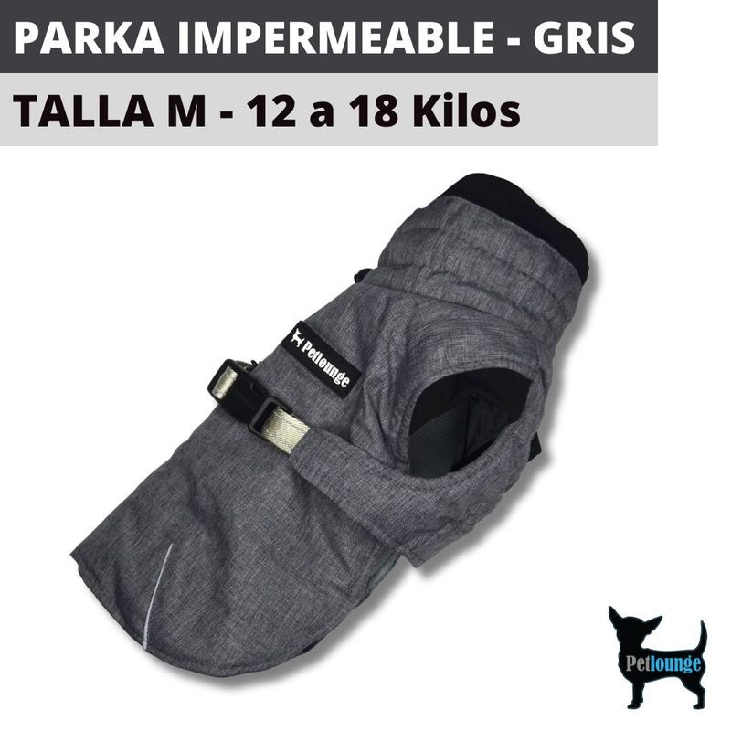 PETLOUNGE - Parka Impermeable Térmica Para Perros - Gris - Talla M