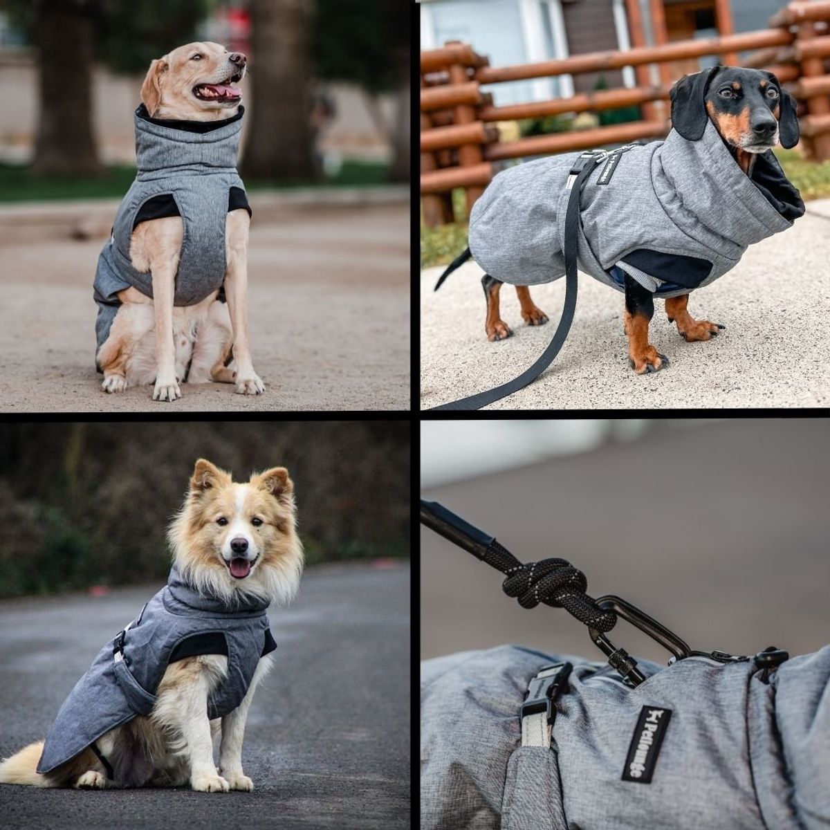 PETLOUNGE - Parka Impermeable Térmica Para Perros - Gris - Talla XS