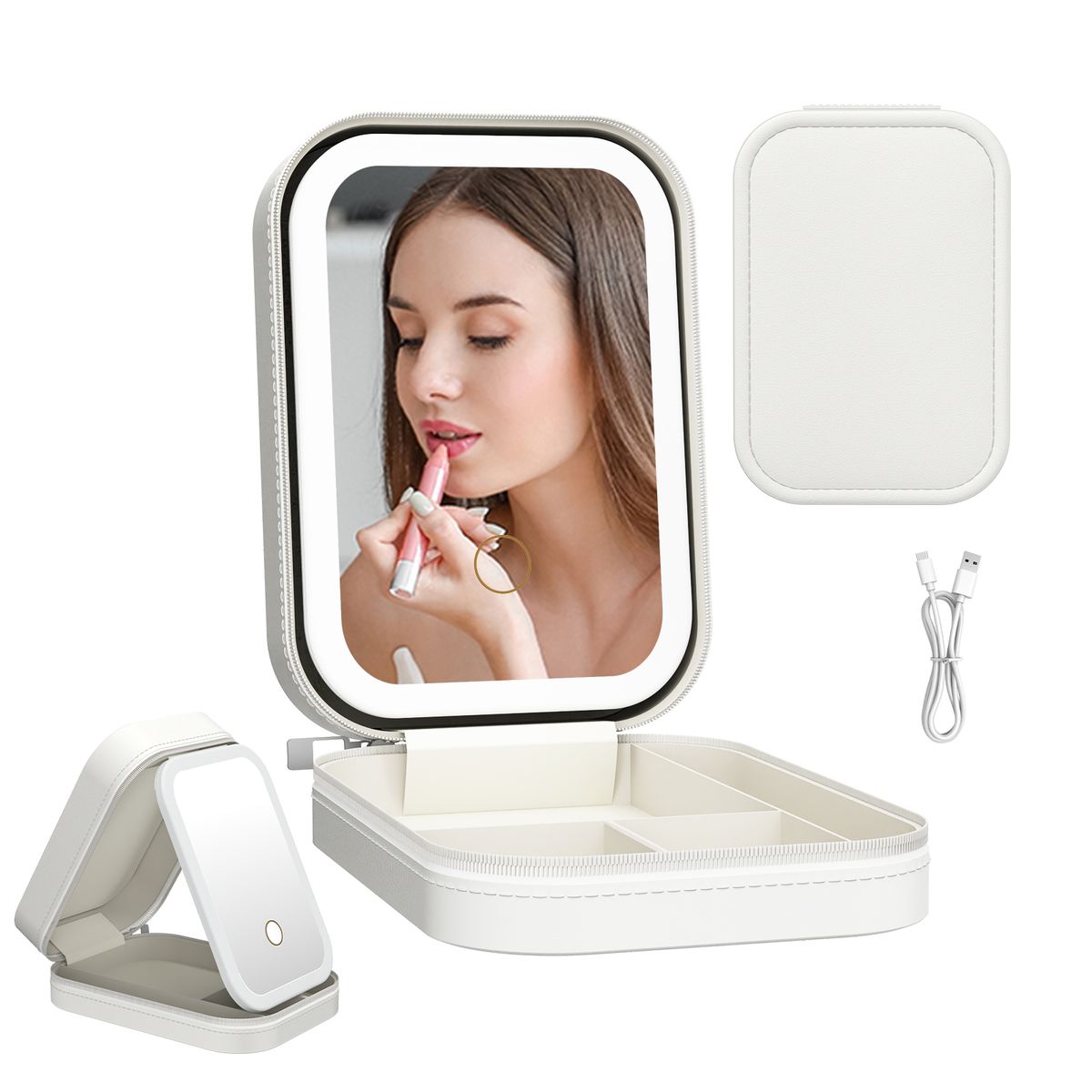 YAYKO - Espejo De Maquillaje Pantalla Táctil Y Luces Led Recargable