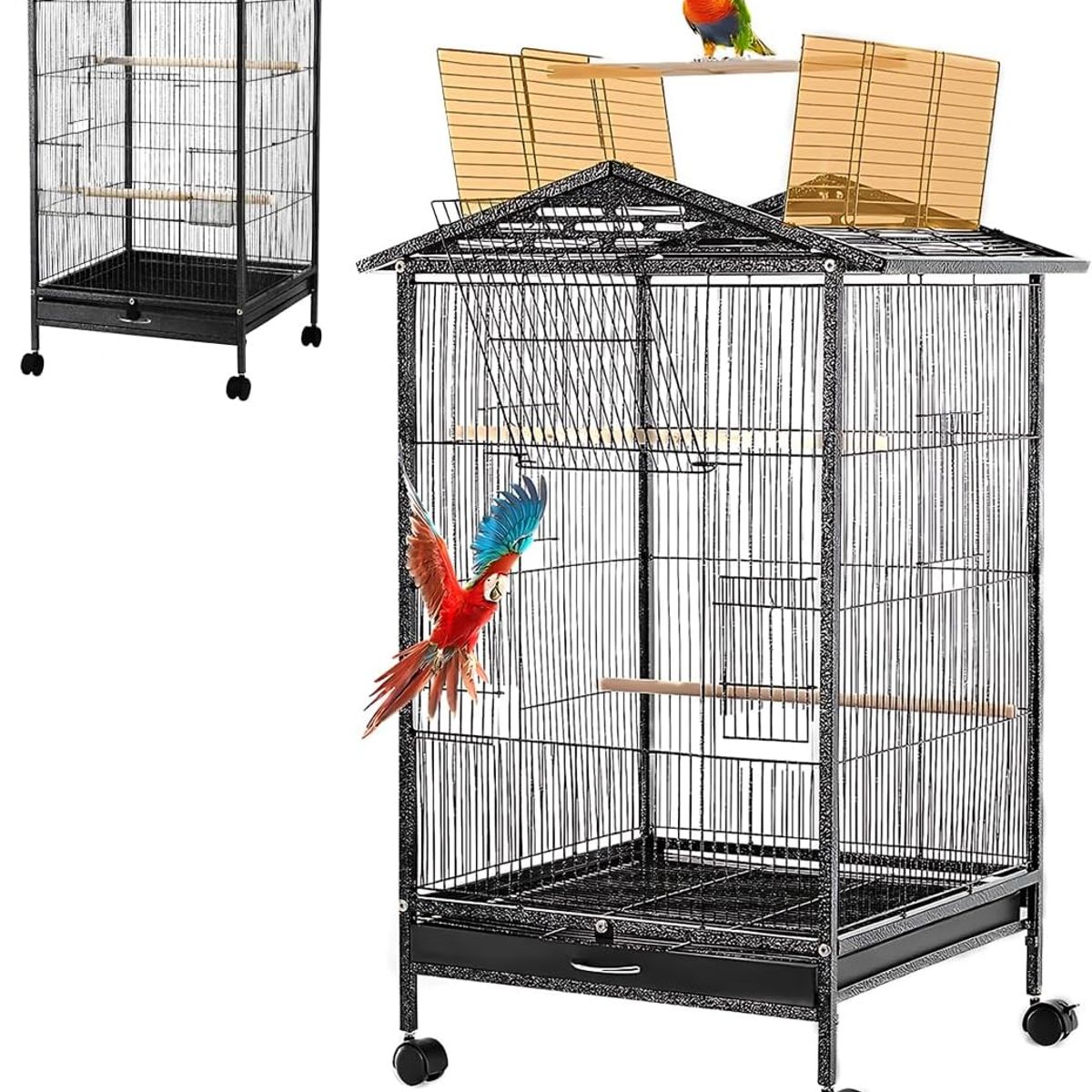 BLUEDREAMER - Jaula grande de metal con ruedas 97cmx45cmx45cm