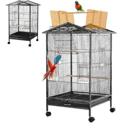 BLUEDREAMER - Jaula grande de metal con ruedas 97cmx45cmx45cm