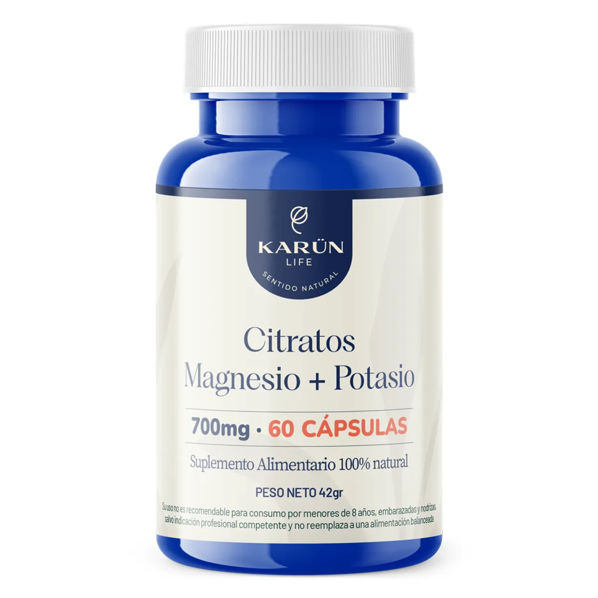 KARUNLIFE - Citrato de Magnesio + Citrato de Potasio 700mg - 60 cápsulas Karun Life