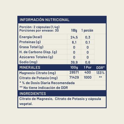 Imagen 2 del producto Citrato de Magnesio + Citrato de Potasio 700mg - 60 cápsulas Karun Life