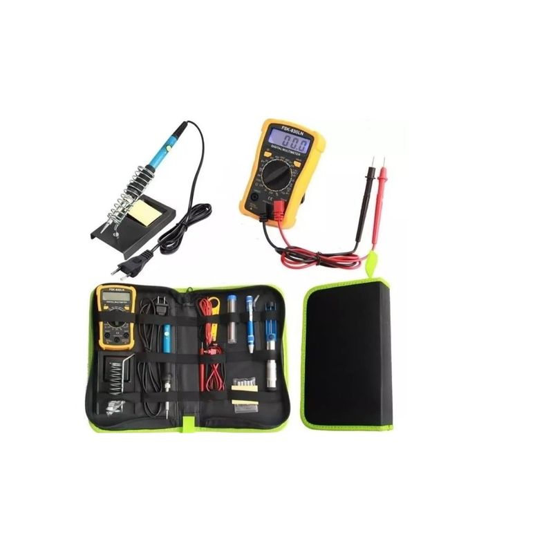 GENERICO - Pack Eléctrico Cautín 60w Regulable 17 Accesorios caja