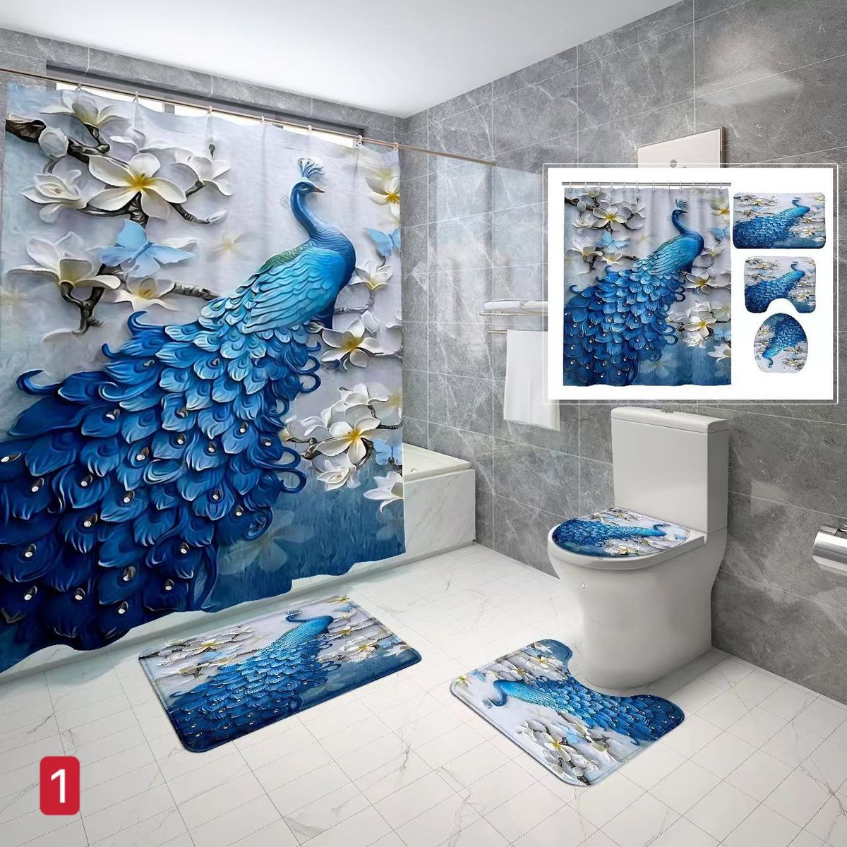 GENERICO - JUEGO DE SET DE BAÑO COMPLETO 4 PIEZAS