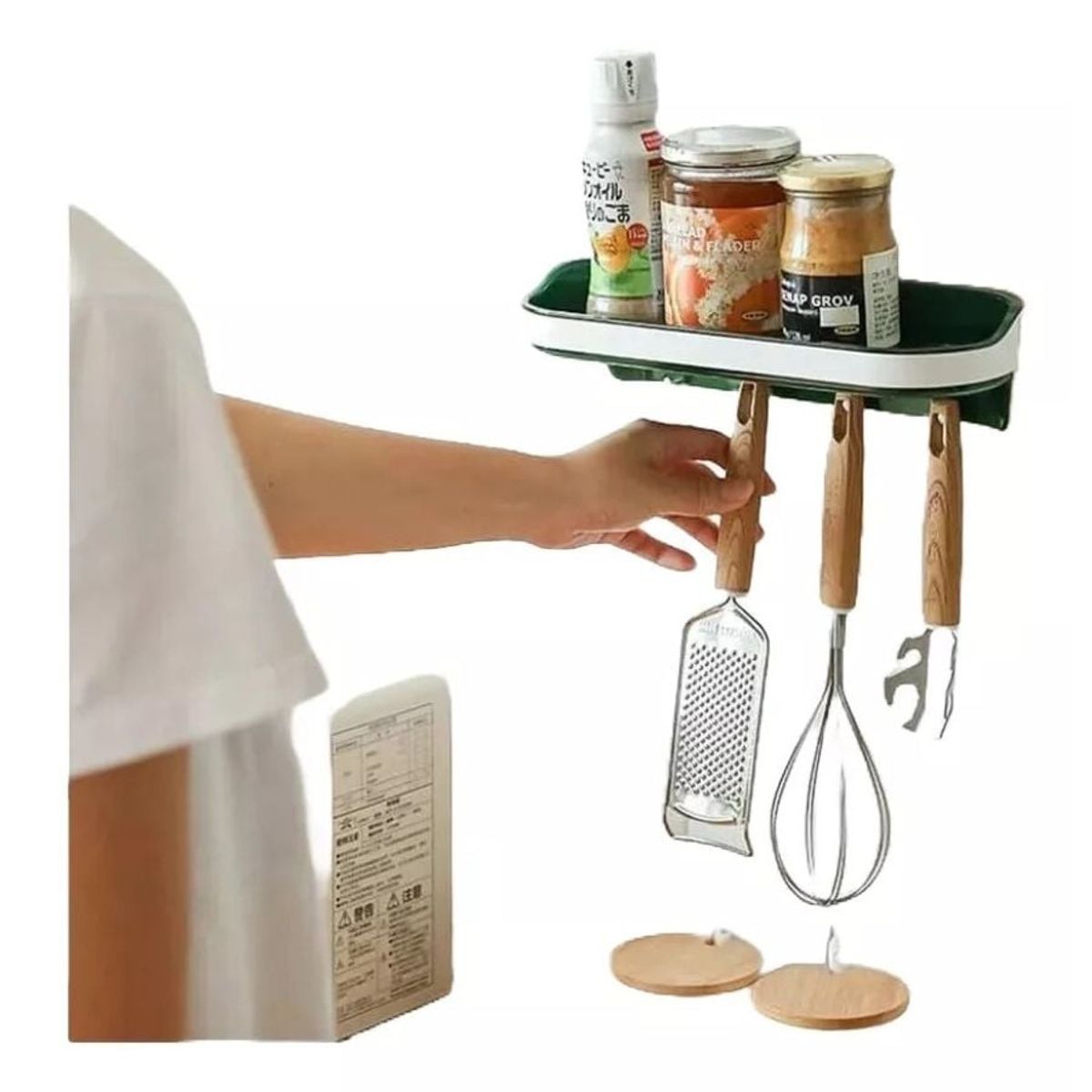 GENERICO - Estante Adhesivo Con Ganchos Colgar Organizador Cocina Baño