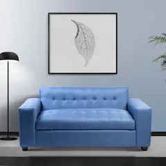 DISEÑOS VALESTRINI - SOFA DOS CUERPOS LINO AZUL INDIGO