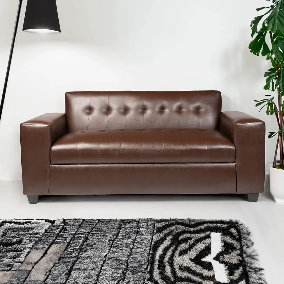 DISEÑOS VALESTRINI - SOFA TRES CUERPOS ECOCUERO CHOCOLATE