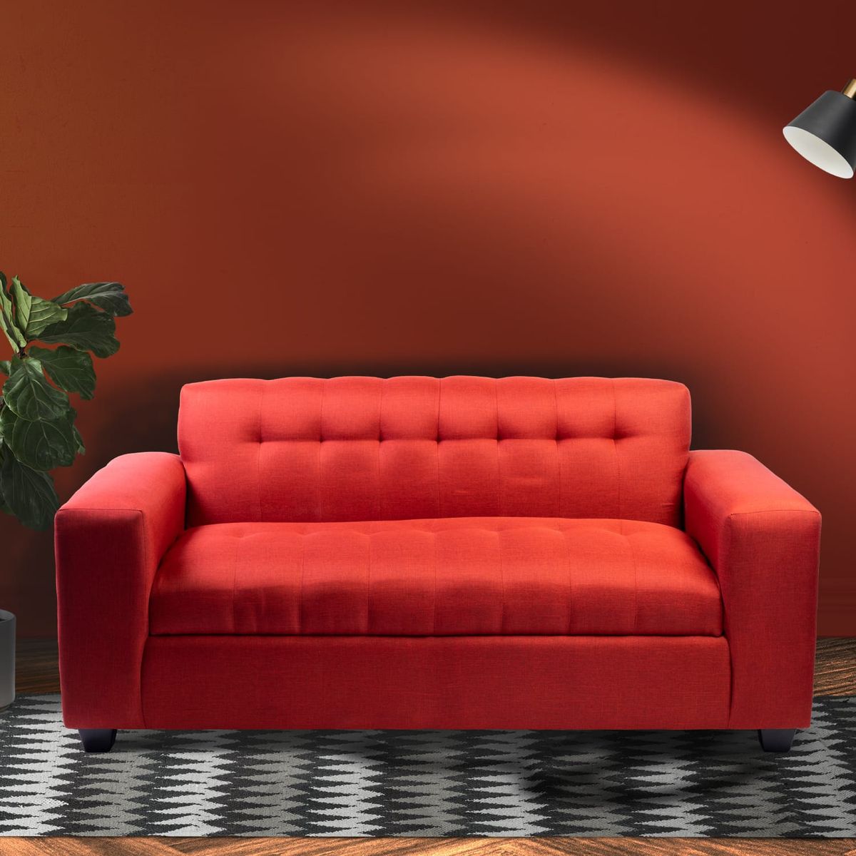 DISEÑOS VALESTRINI - SOFA TRES CUERPOS LINO ROJO
