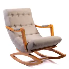 DISEÑOS VALESTRINI - SILLA MECEDORA CON APOYA BRAZO LINO BEIGE