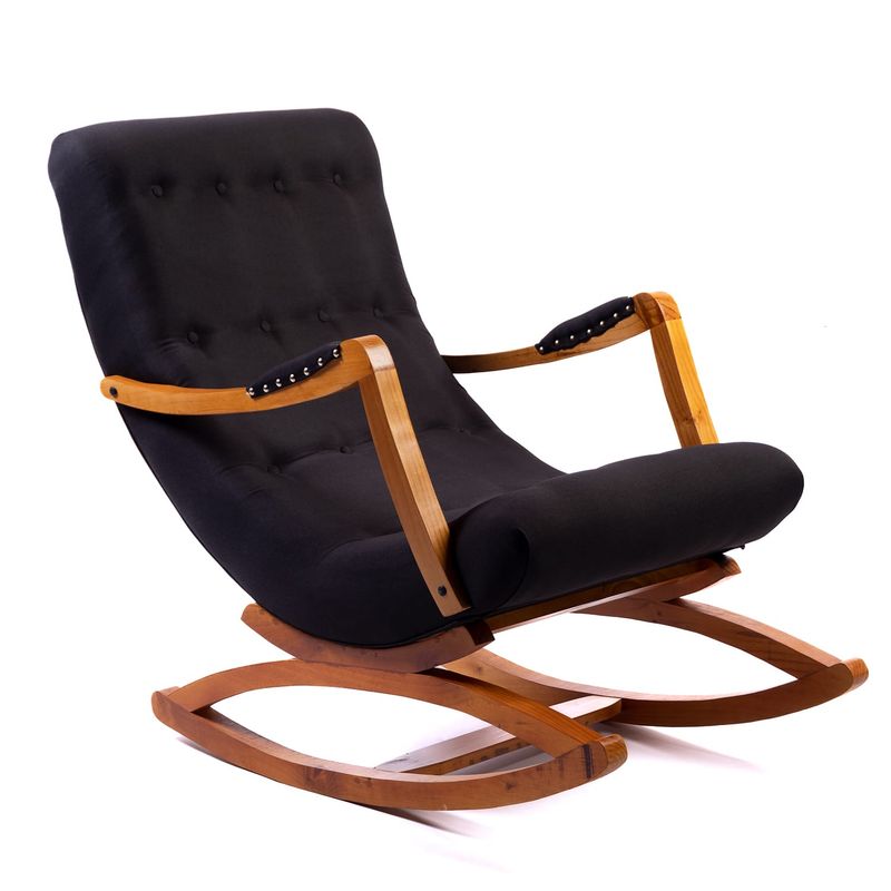 DISEÑOS VALESTRINI - SILLA MECEDORA CON APOYA BRAZO LINO NEGRO