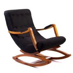 DISEÑOS VALESTRINI - SILLA MECEDORA CON APOYA BRAZO LINO NEGRO