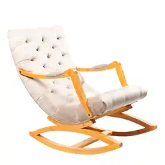 DISEÑOS VALESTRINI - SILLA MECEDORA CAPITONES FELPA BEIGE