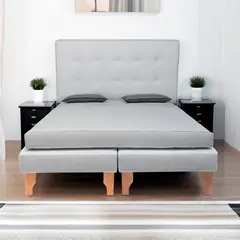 DISEÑOS VALESTRINI - CAMA DOS PLAZAS LINO GRIS CLARO SIN COLCHON