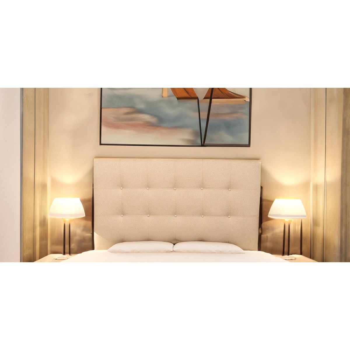 DISEÑOS VALESTRINI - RESPALDO DOS PLAZAS LINO BEIGE