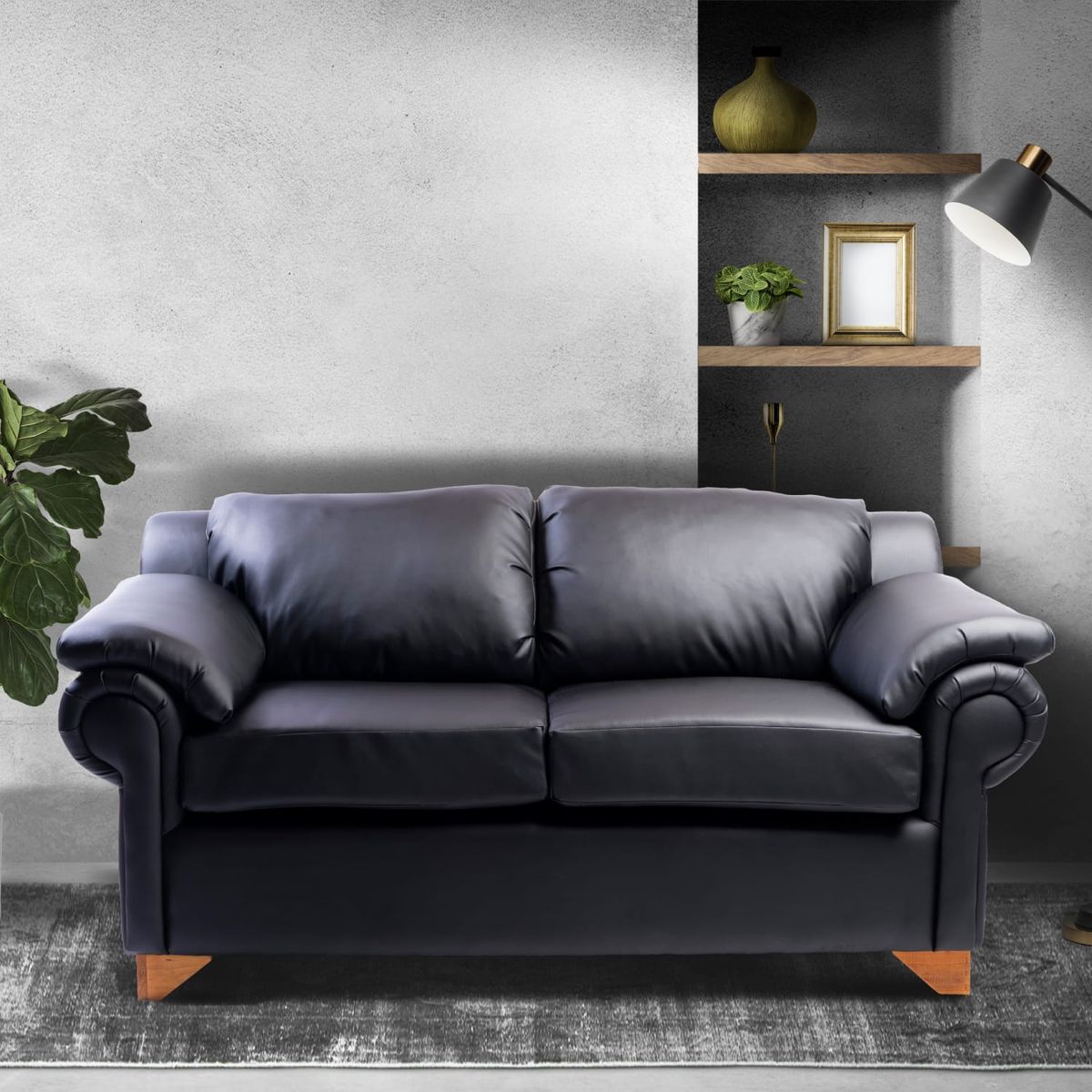 DISEÑOS VALESTRINI - SOFA GRECIA EN ECOCUERO NEGRO