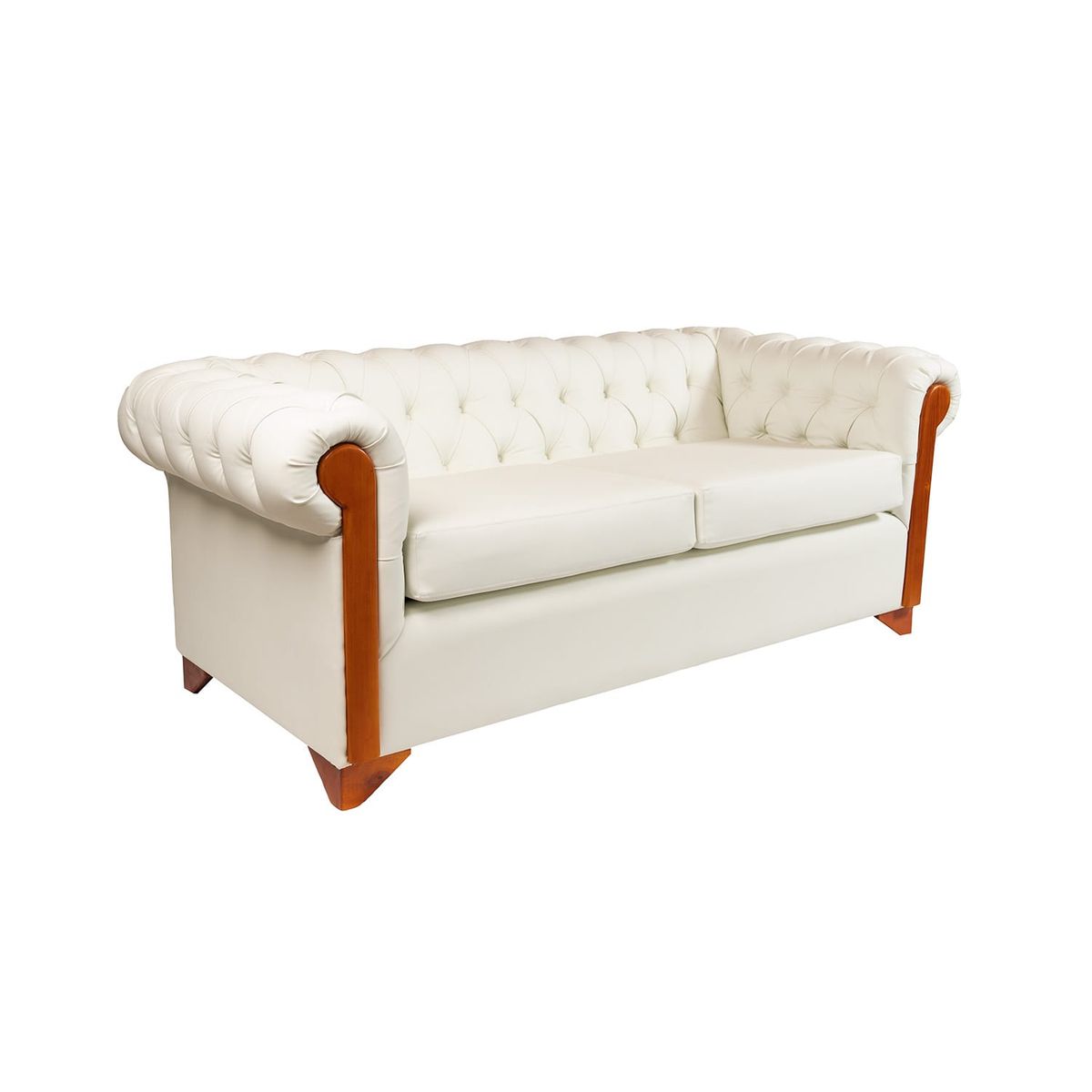 DISEÑOS VALESTRINI - SOFA CHESTERFIELD EN ECOCUERO BLANCO