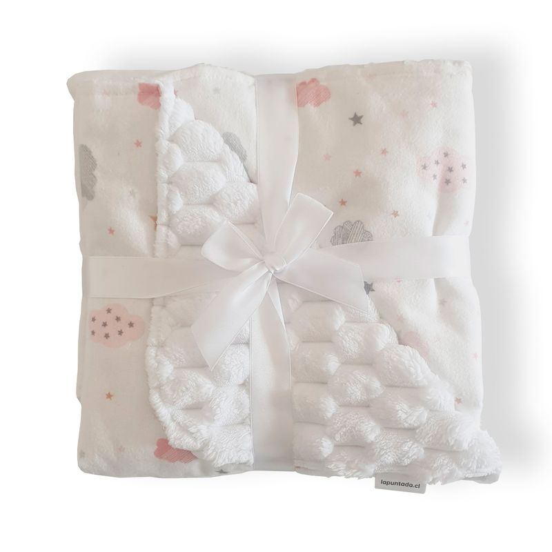 GENERICO - Frazada de Bebé Suave de Algodón 75 Cm X 75 Cm Nubes Rosa
