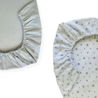 Set de 2 Sábanas Bajeras para colecho Mini Estrellas Gris