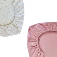 GENERICO - Set de 2 Sábanas Bajeras para colecho Mini Estrellas Rosa
