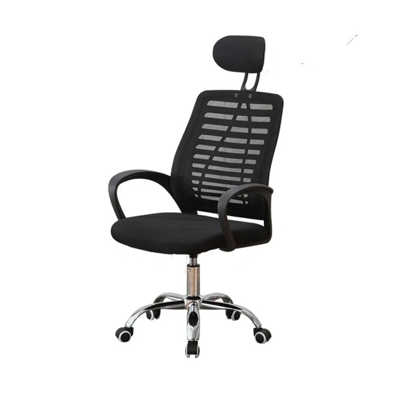 GENERICO - Silla Escritorio Negra Apoyabrazo Malla Ergonómica